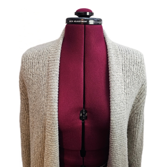 Hinge Sweater Womens Gray Cardigan Open Front Balloon Sleeve Long Seattle - Picture 3 of 15